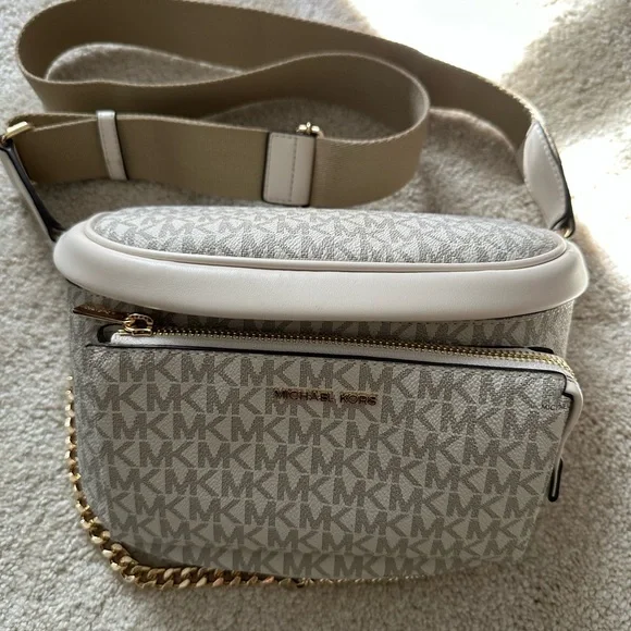 Michael Kors Monogram Beige and Cream Crossbody Bag - Picture 1 of 4